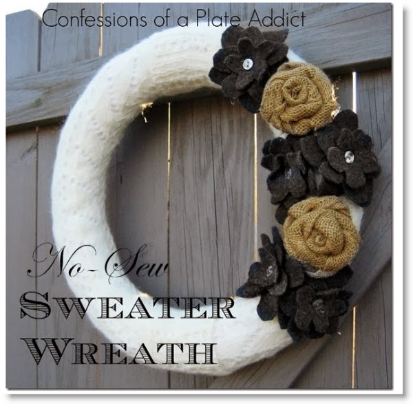 Easy No-Sew Sweater Wreath