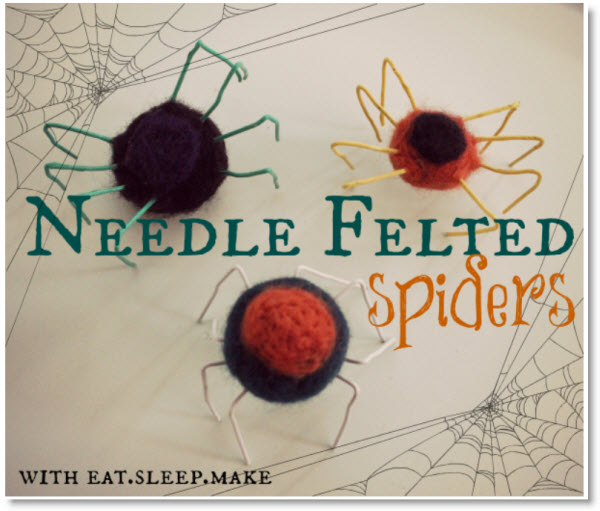 needle felted spiders