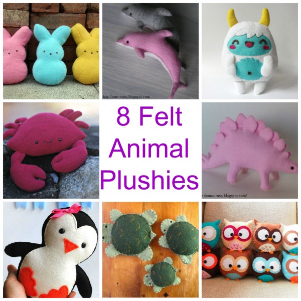 animals free felt plushie toy tutorials