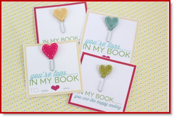 Stitched Heart Bookmarks