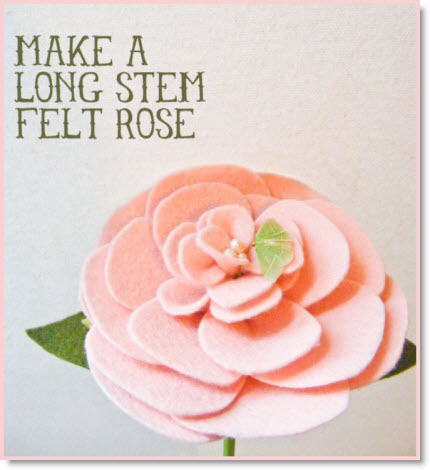 Long Stem Felt Rose