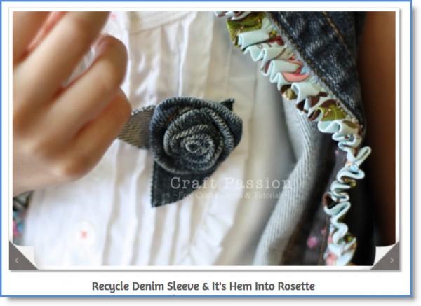 Denim Rosette Brooch