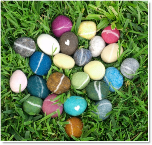 felted pebbles